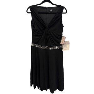 110 West Womens Size 4 Black Sleeveless Embellished Midi Dress